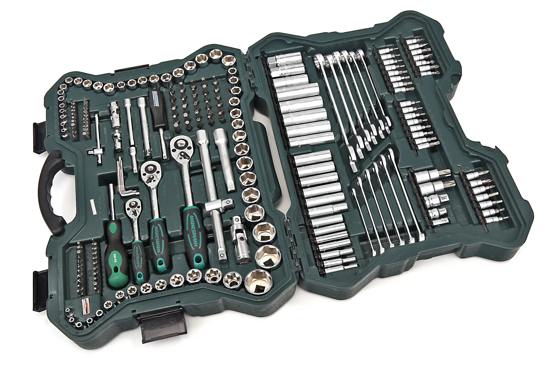 Coffret de Douilles Mannesmann 215 Pièces – Cliquets 1/4", 3/8", 1/2" – Acier Chrome Vanadium – Set Complet en Mallette Rigide