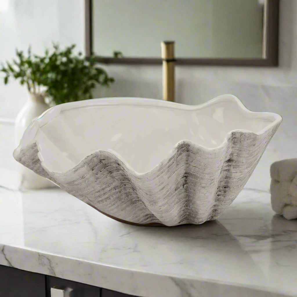 Grand Saladier Coquillage en Céramique – Design Élégant et Moderne