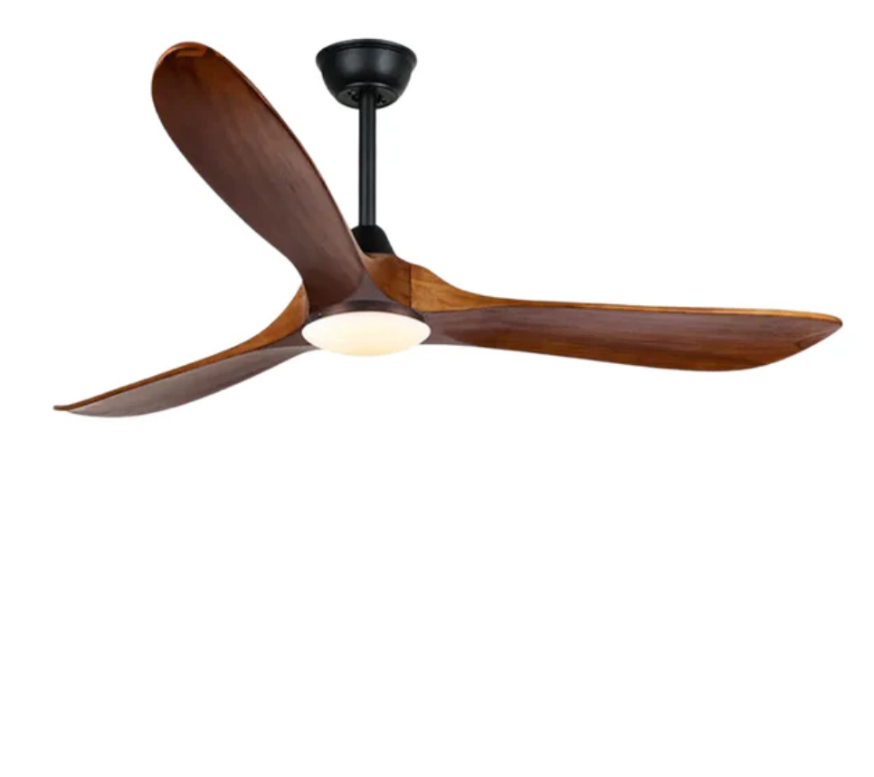 Ventilateur de plafond réversible silencieux en bois avec lumière et télécommande – Exquio