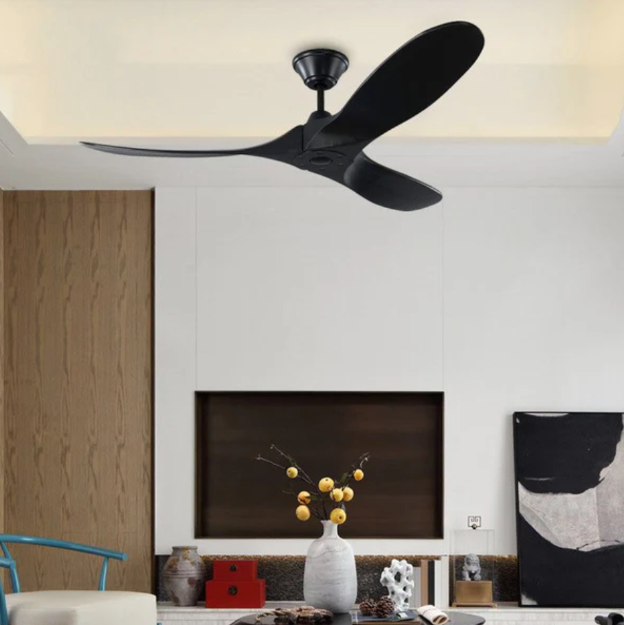 Ventilateur de plafond réversible silencieux en bois avec lumière et télécommande – Exquio
