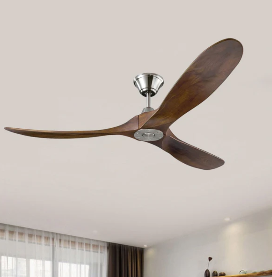 Ventilateur de plafond réversible silencieux en bois avec lumière et télécommande – Exquio
