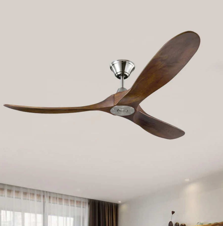 Ventilateur de plafond réversible silencieux en bois avec lumière et télécommande – Exquio