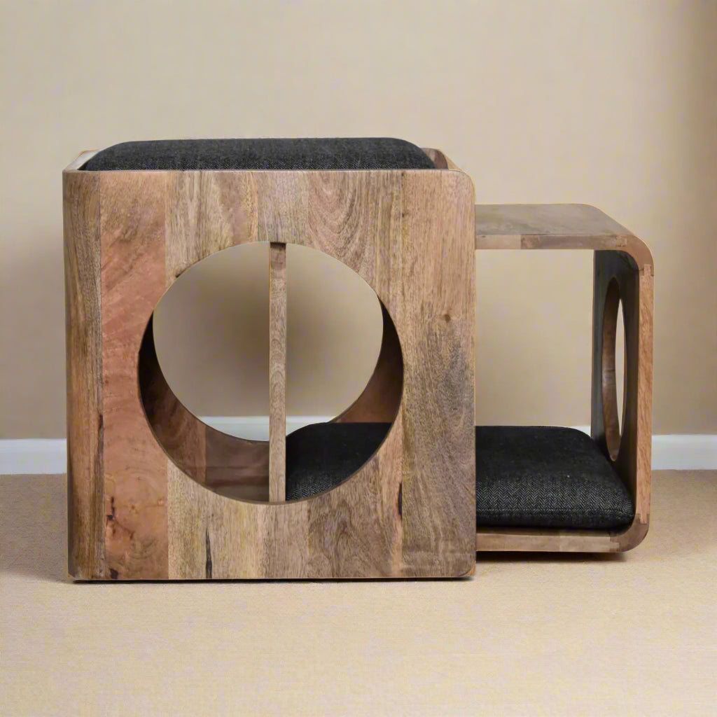 Lit Rond pour Animaux avec Découpes Design et Coussin – Confort Moderne et Stylé