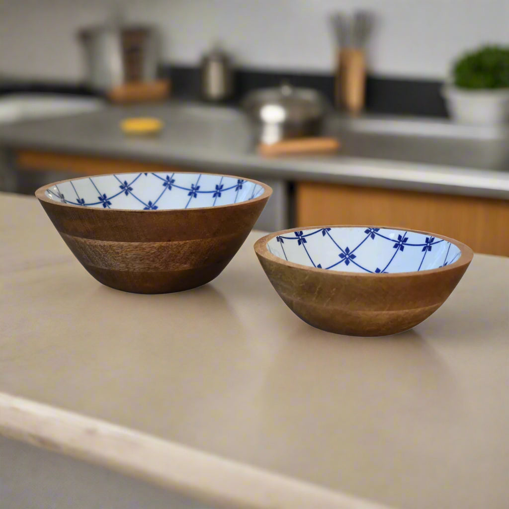 Lot de 2 Bols en Porcelaine Bleu et Blanc – Motifs Traditionnels Élégants