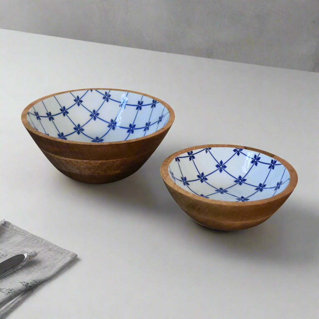 Lot de 2 Bols en Porcelaine Bleu et Blanc – Motifs Traditionnels Élégants