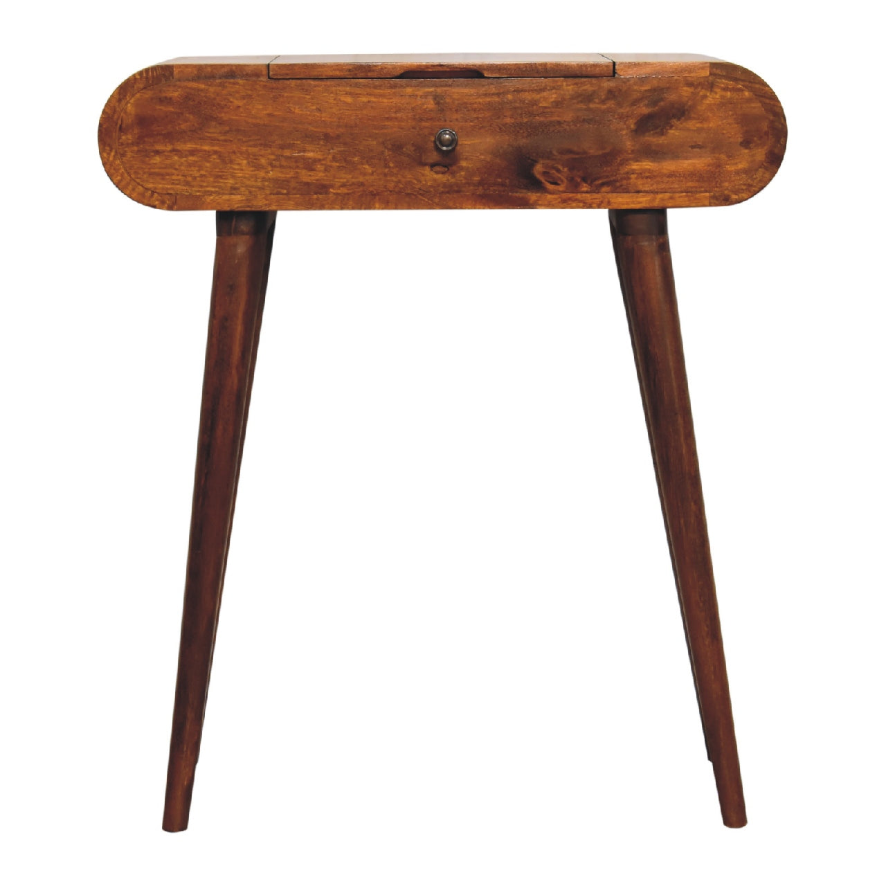Coiffeuse Pliante Ronde Miniature en Châtaignier – Design Compact et Élégant