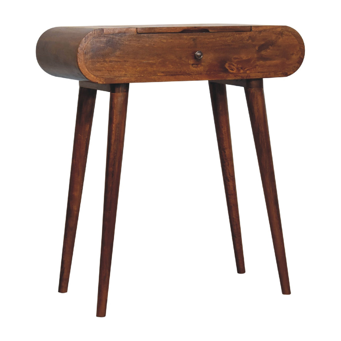 Coiffeuse Pliante Ronde Miniature en Châtaignier – Design Compact et Élégant