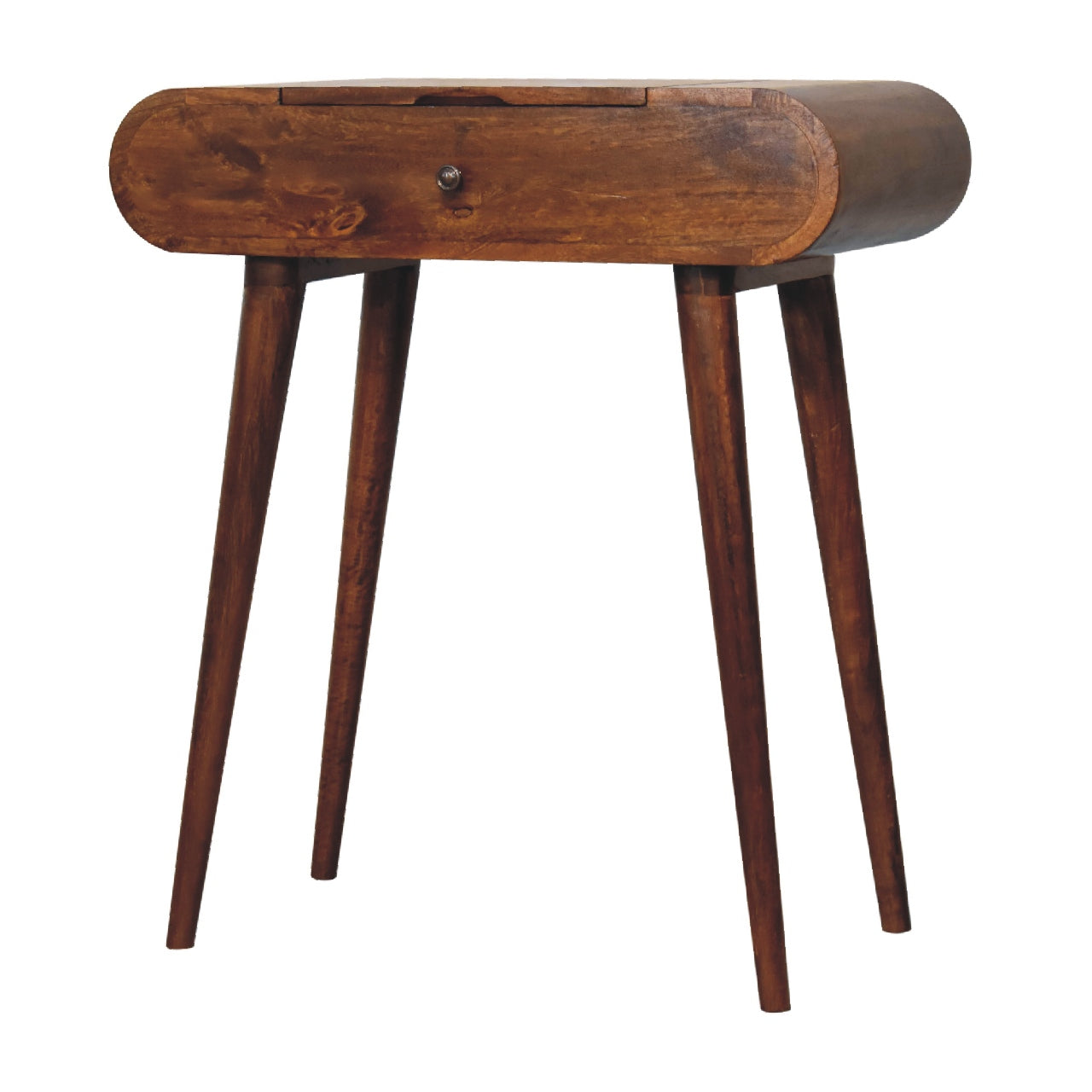 Coiffeuse Pliante Ronde Miniature en Châtaignier – Design Compact et Élégant