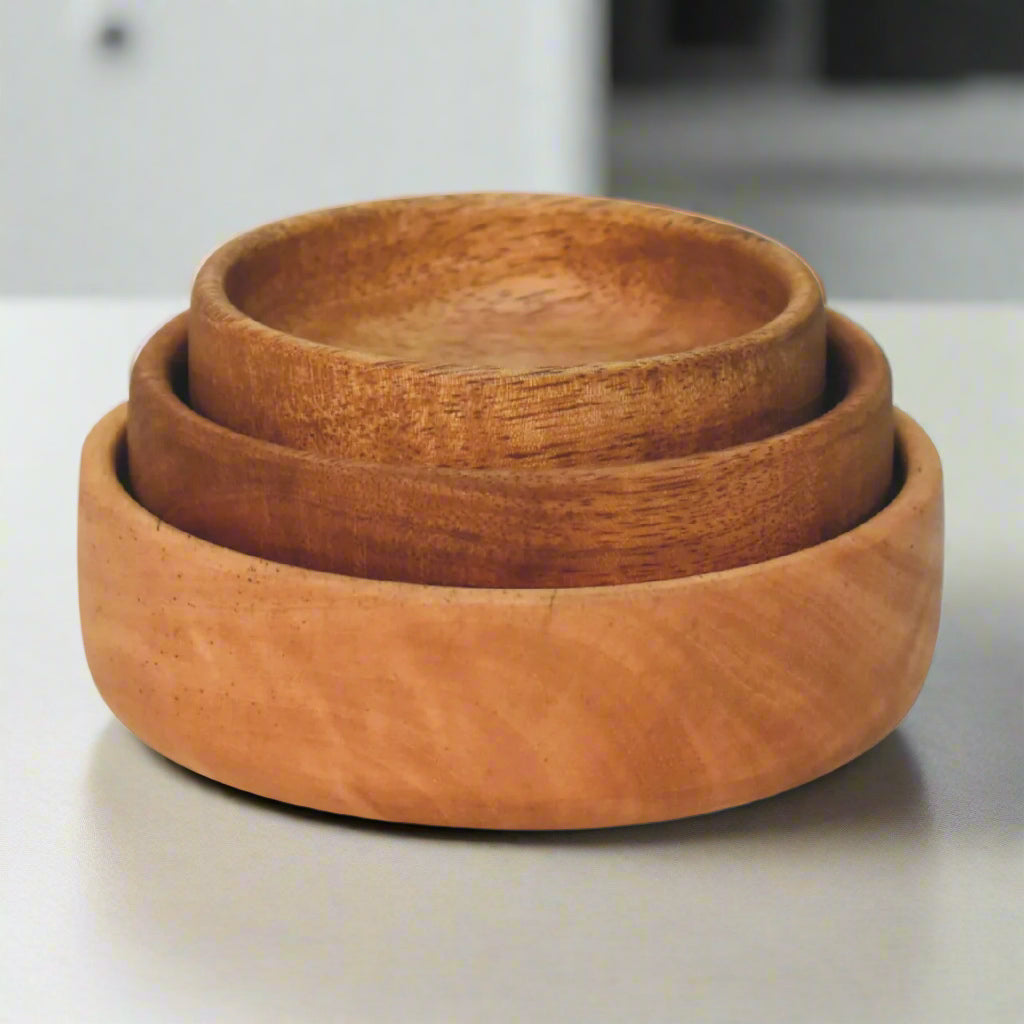 Lot de 3 Coupes à Fruits en Bois Massif – Élégance Naturelle et Durable