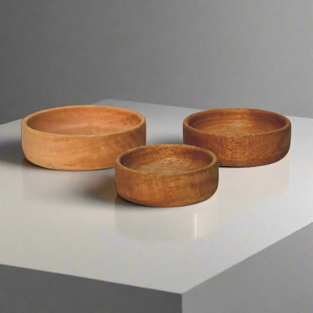 Lot de 3 Coupes à Fruits en Bois Massif – Élégance Naturelle et Durable