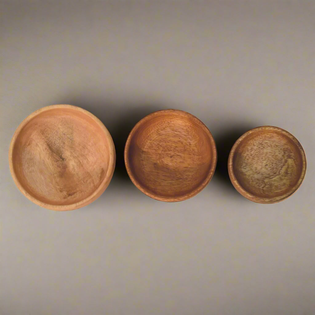 Lot de 3 Coupes à Fruits en Bois Massif – Élégance Naturelle et Durable