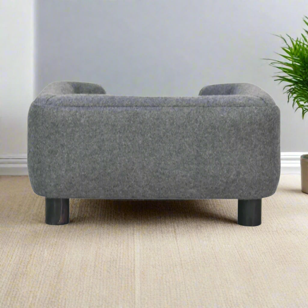 Mini Canapé-Lit pour Animaux en Tweed Gris “Battleship” – Élégance et Confort Haut de Gamme