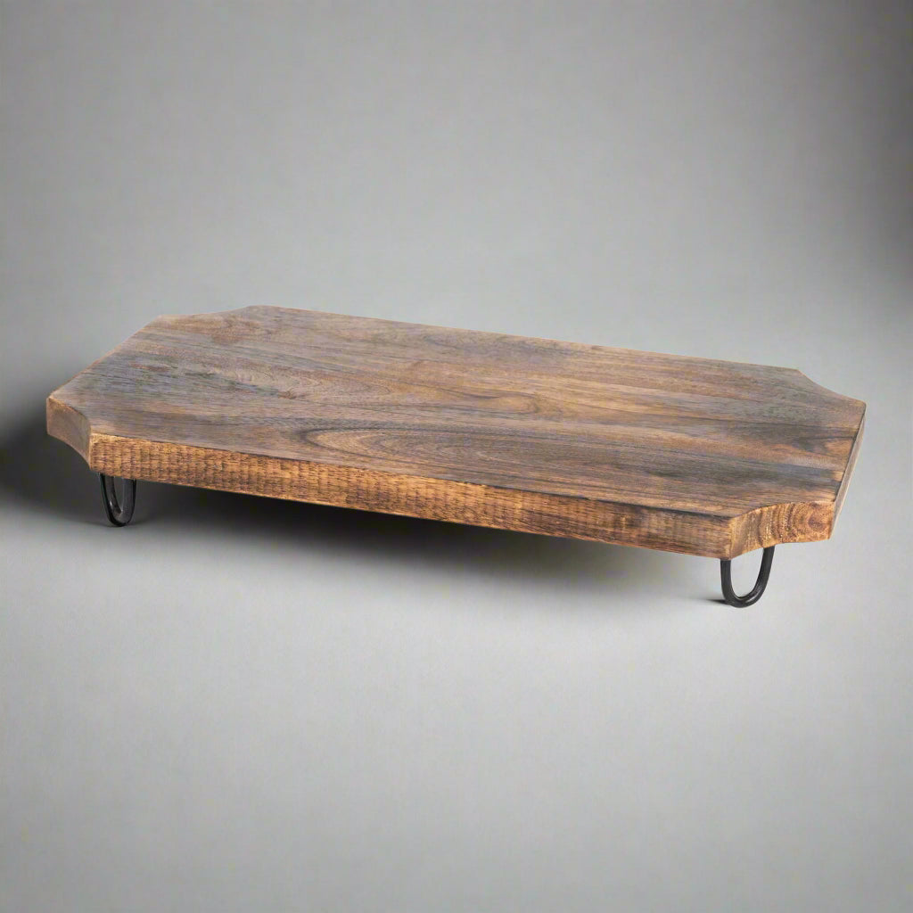 Grande Planche à Découper en Bois Vieilli sur Pieds – 51 cm – Style Rustique et Authentique
