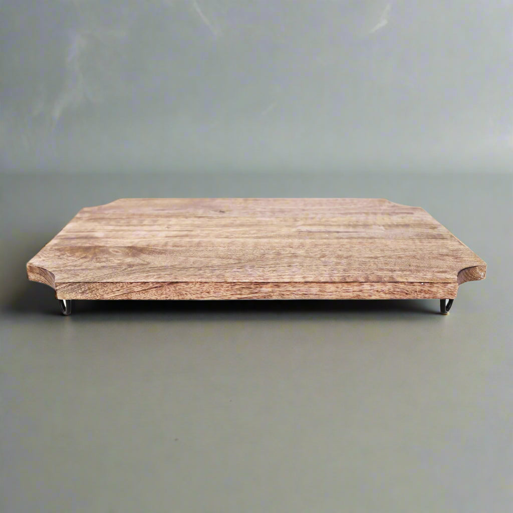 Grande Planche à Découper en Bois Vieilli sur Pieds – 51 cm – Style Rustique et Authentique