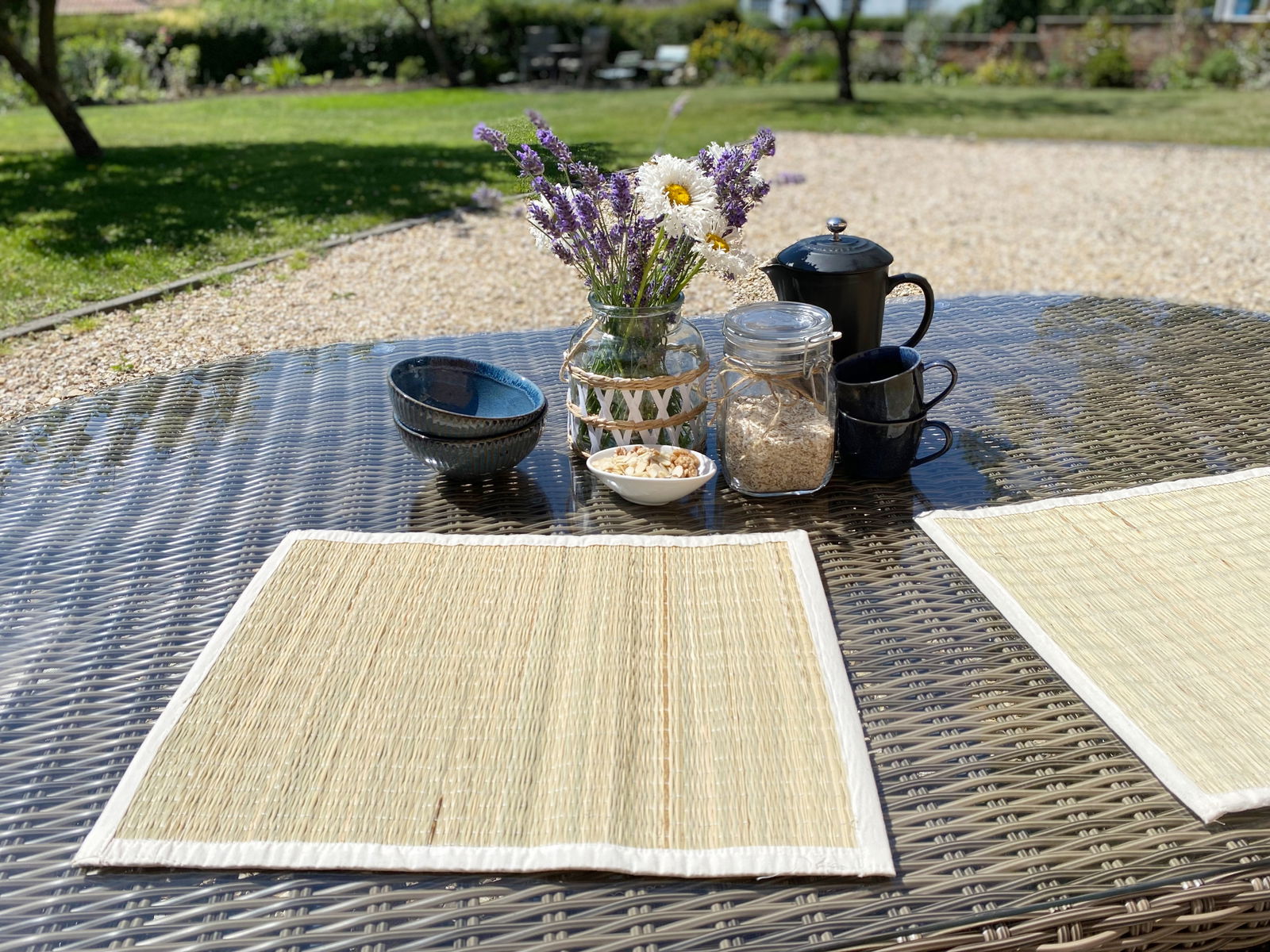 Lot de 4 Sets de Table en Herbe Tressée – Style Naturel et Bohème