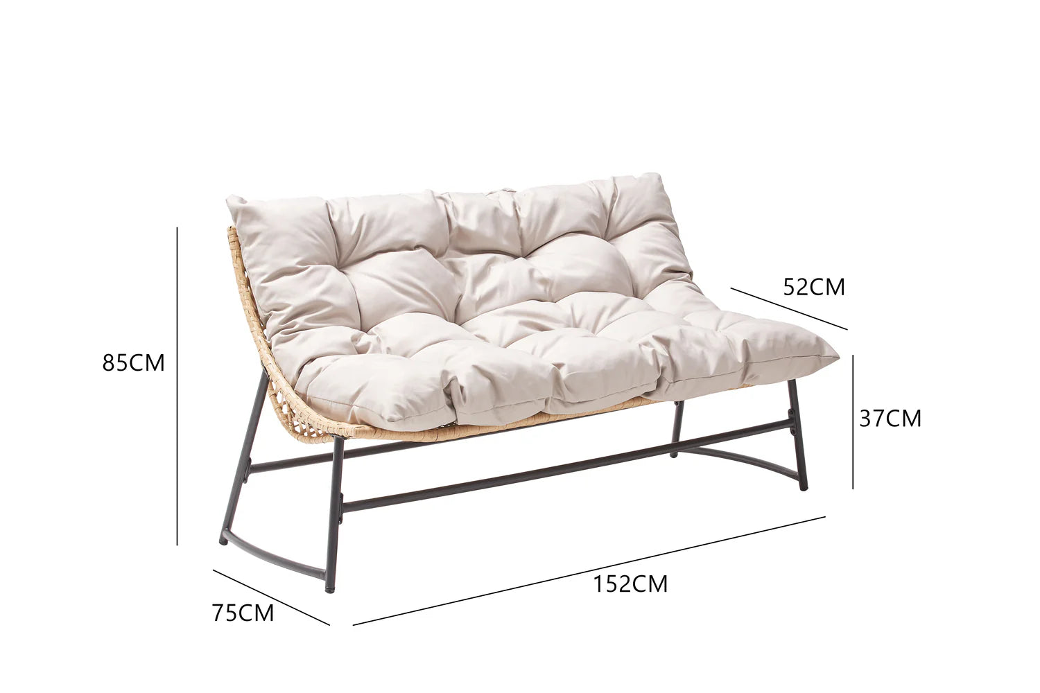 Salon de jardin GUAHANA – Ensemble canapé, fauteuils et table basse en résine tressée avec plateau en verre trempé